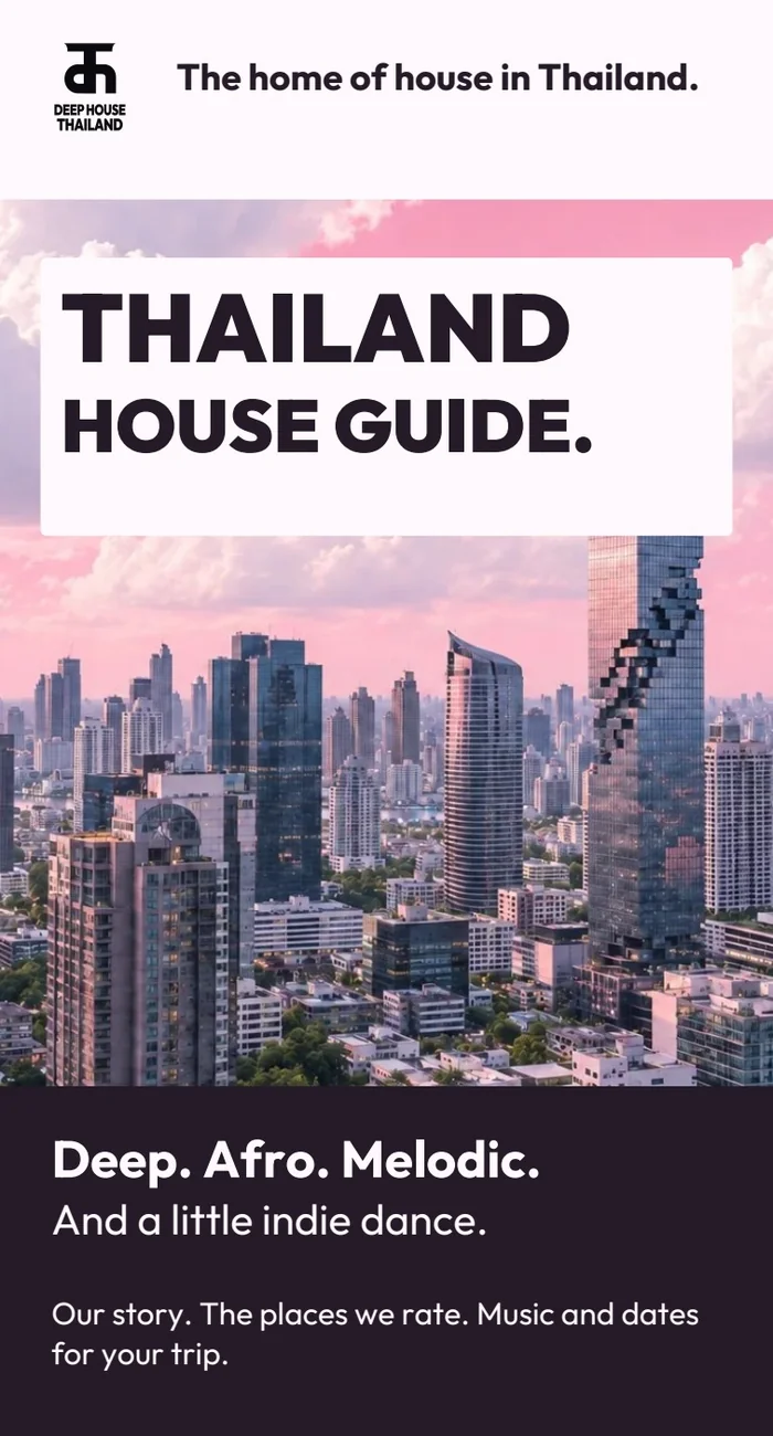 The Thailand House Music Guide cover, with Deep House Thailand’s pink skyline